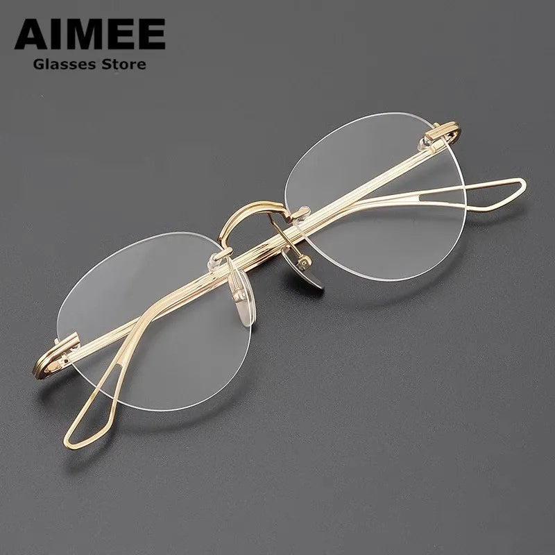 Aimee Women's Rimless Round Oval Titanium Eyeglasses 13439 Rimless Aimee   