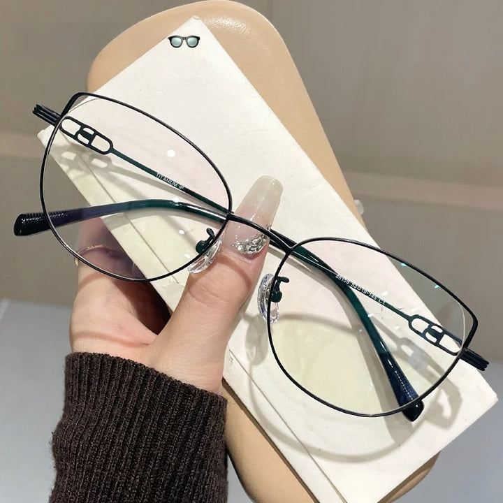 Momoja Women's Full Rim Square Cat Eye Titanium Eyeglasses 86155