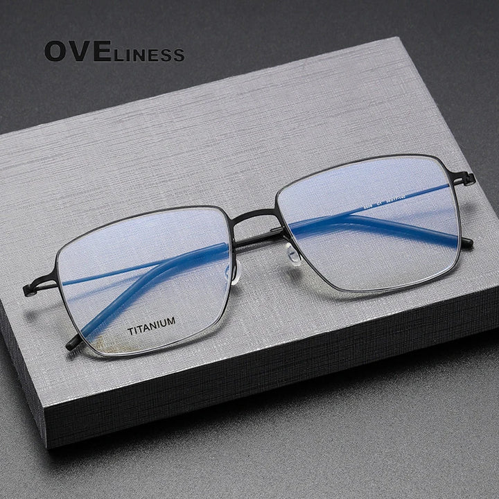 Oveliness Unisex Full Rim Square Screwless Titanium Eyeglasses 925508