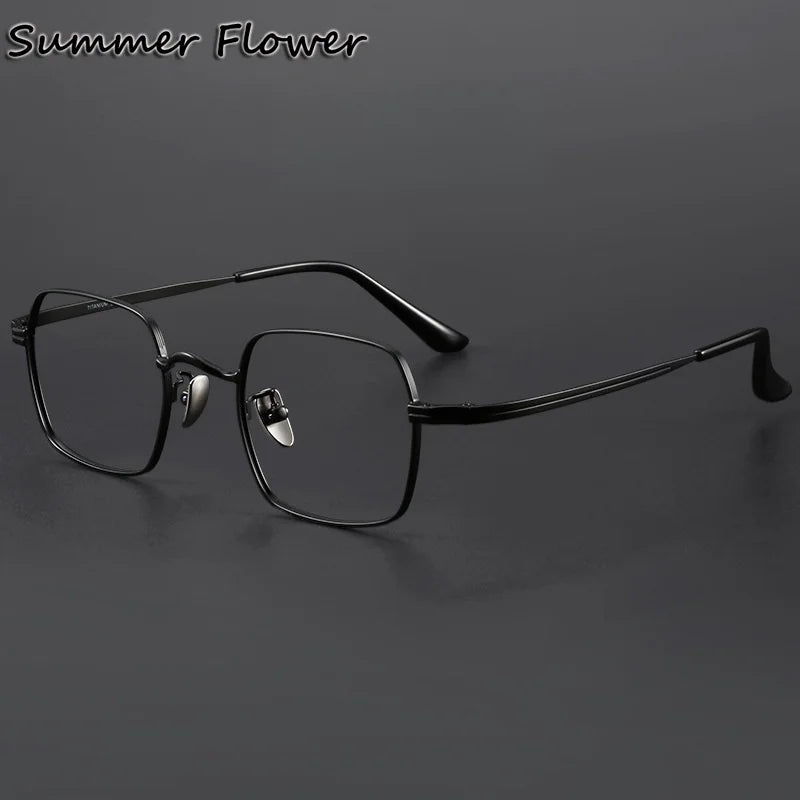 Summer Flower Men's Full Rim Square Titnaium-Alloy Eyeglasses 66801