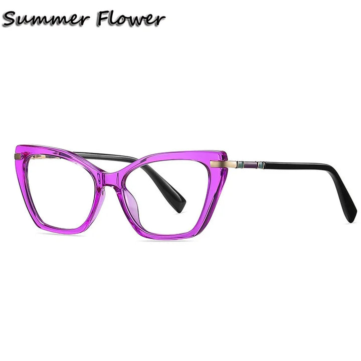 Summer Flower Women's Full Rim Butterfly Tr 90 Titanium Eyeglasses 210444