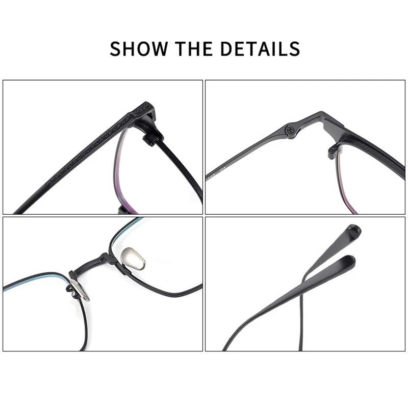 Black Mask Women's Full Rim Square Titanium Eyeglasses 42406 Full Rim Black Mask   