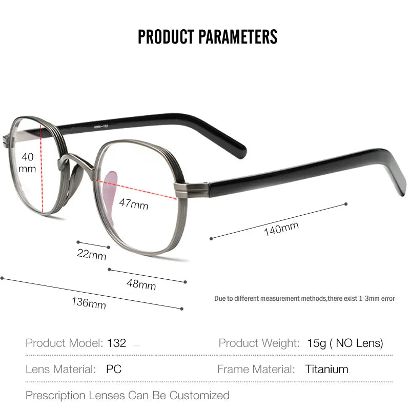 Muzz Women's Full Rim Oval Square Titanium Acetate Eyeglasses 510518