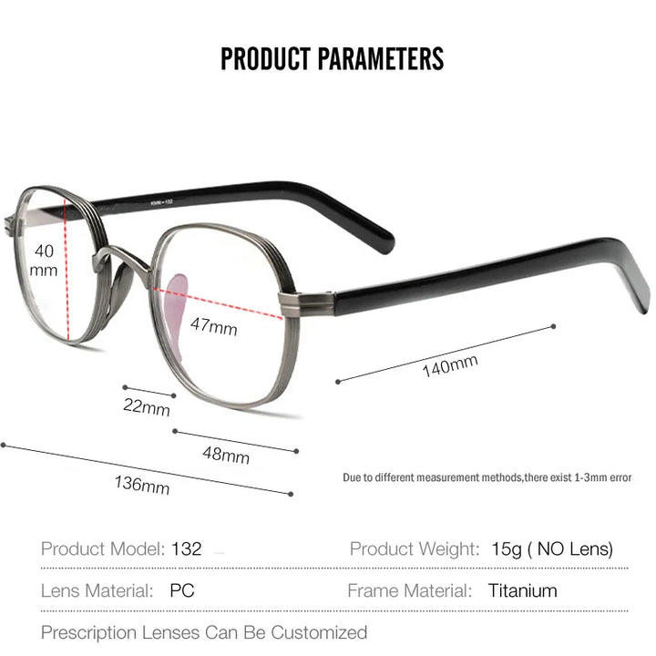 Muzz Women's Full Rim Oval Square Titanium Acetate Eyeglasses 510518