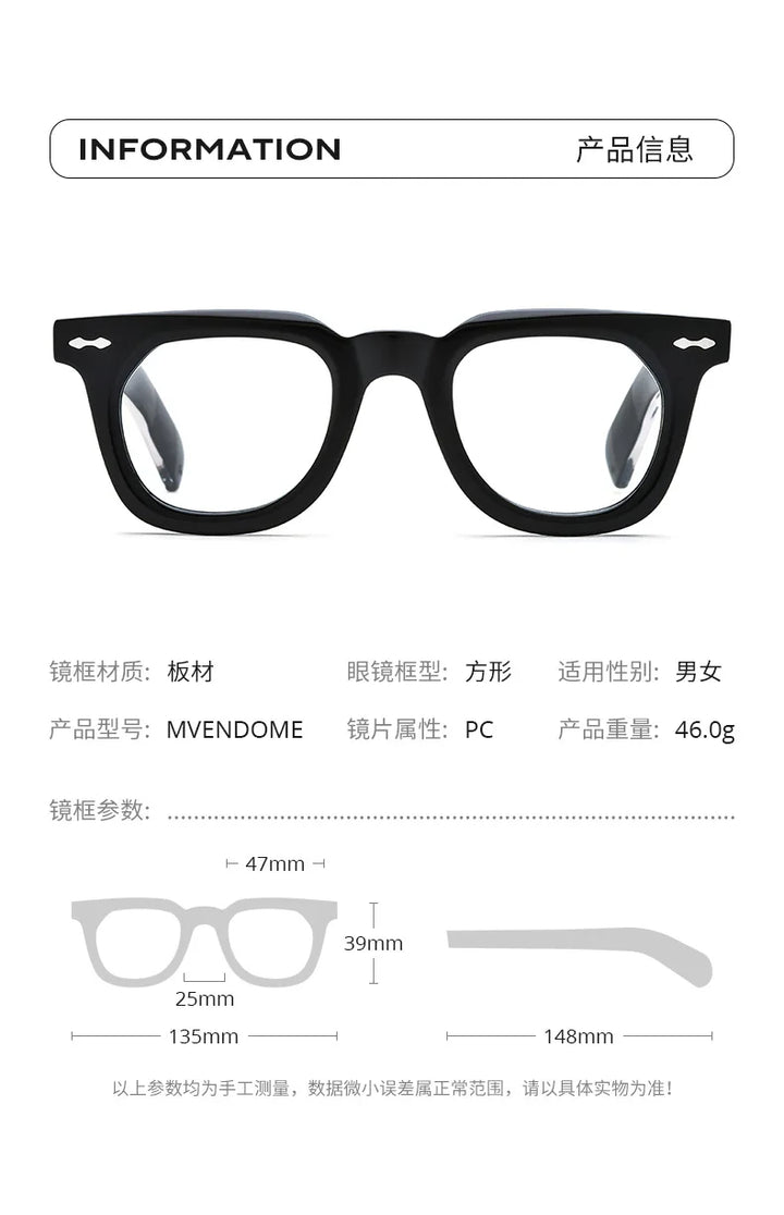 Nobler Women's Full Rim Square Thick Acetate Eyeglasses 14839