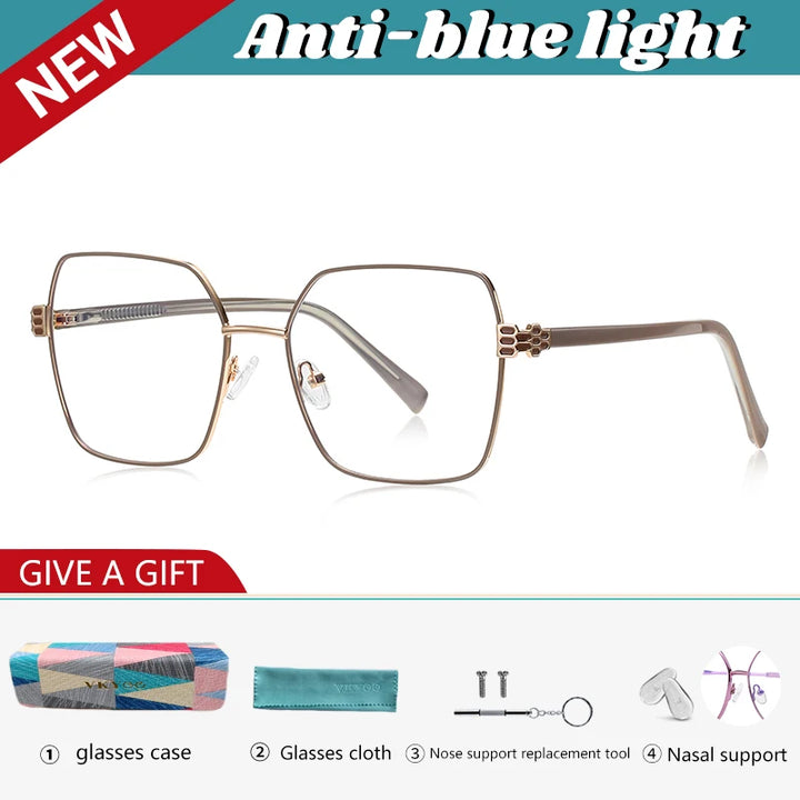 Vicky Women's Full Rim Polygon Alloy Reading Glasses 83140