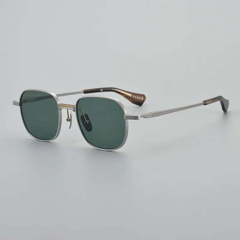 Black Mask Unisex Full Rim Square Titanium Polarized Sunglasses 151dt Sunglasses Black Mask Silver-Green As Shown 