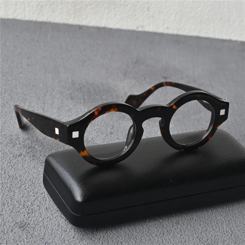 Black Mask Unisex Full Rim Round Thick Acetate Eyeglasses 426302