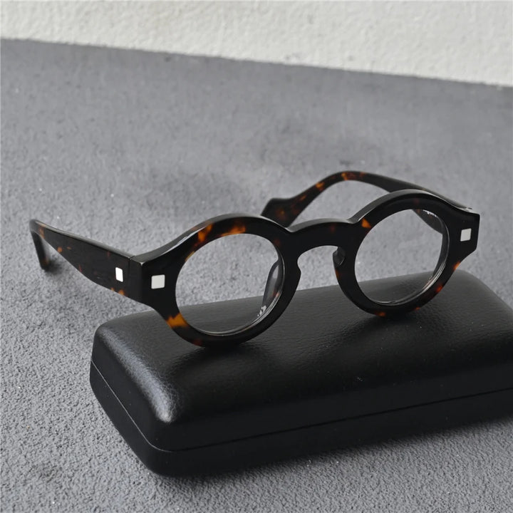 Black Mask Unisex Full Rim Round Thick Acetate Eyeglasses 426302