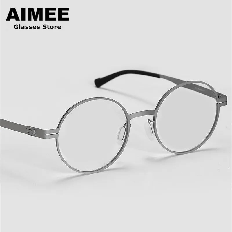 Aimee Unisex Full Rim Round Screwless Titanium Eyeglasses 10723 Full Rim Aimee   