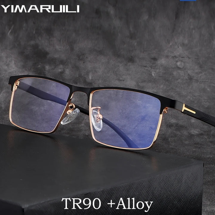 Yimaruili Men's Full Rim Square Tr 90 Alloy Eyeglasses Y9522 Full Rim Yimaruili Eyeglasses   