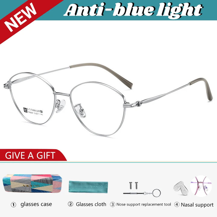 Vicky Unisex Full Rim Oval Eye Titanium Reading Glasses 690291