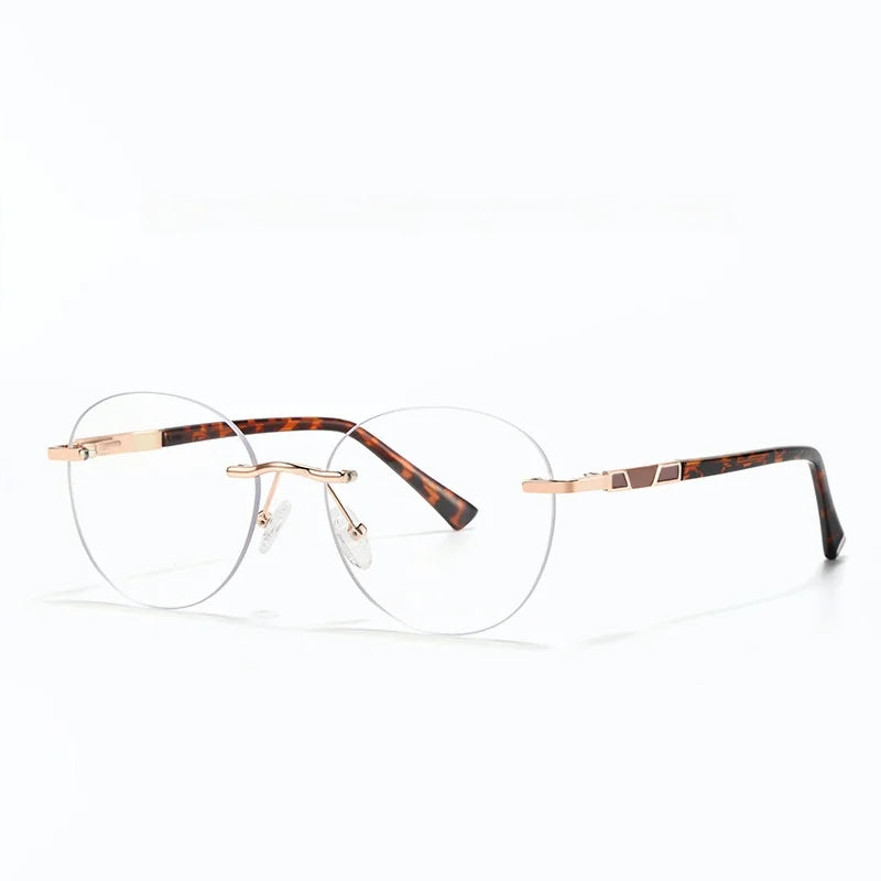 Xbora Women's Rimless Round Oval Alloy Tr 90 Eyeglasses 579008