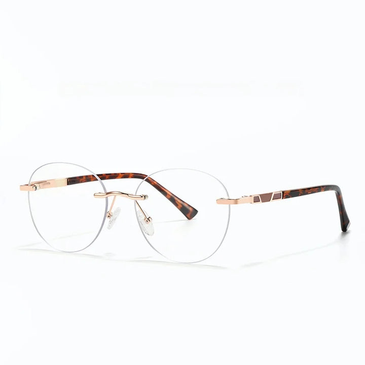 Xbora Women's Rimless Round Oval Alloy Tr 90 Eyeglasses 579008