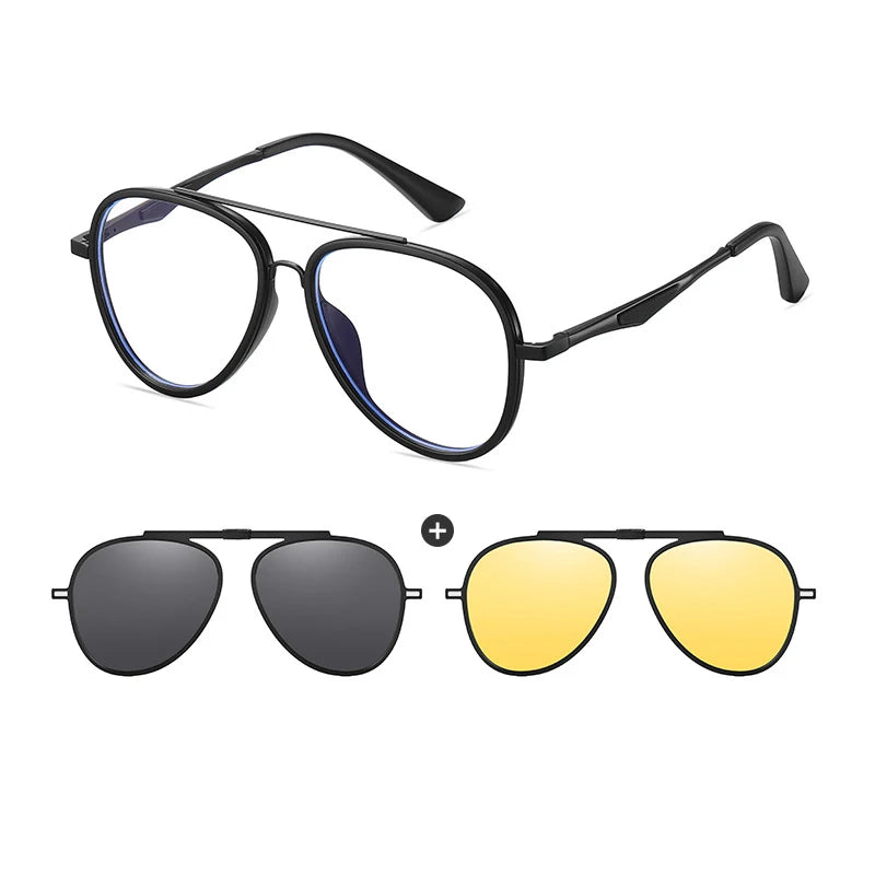 Vicky Women's Full Rim Oval Alloy Steel Eyeglasses Clip On Sunglasses 77052