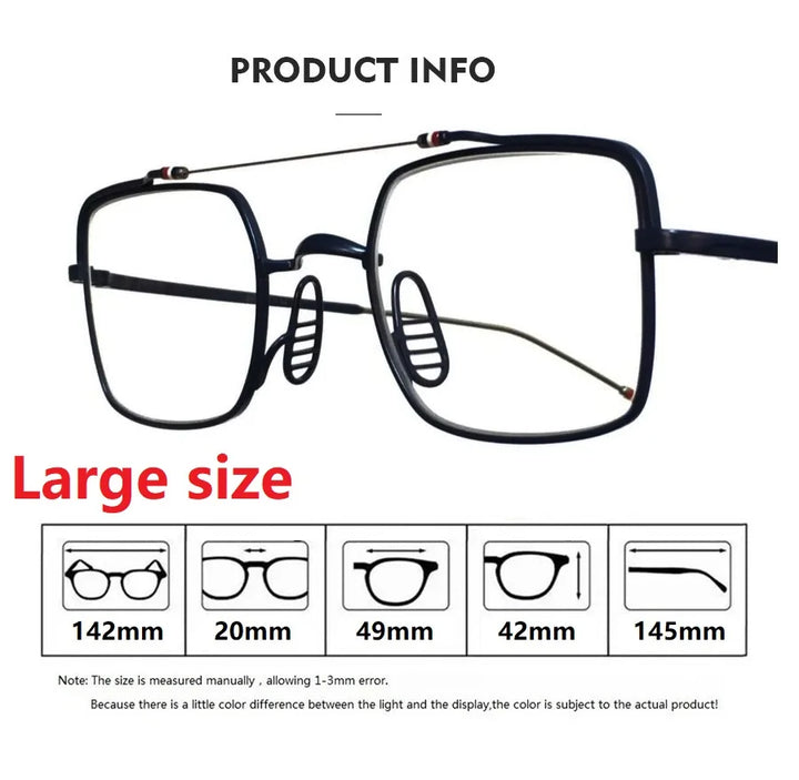Bobbie Unisex Full Rim Square Double Bridge Titanium Eyeglasses 909909