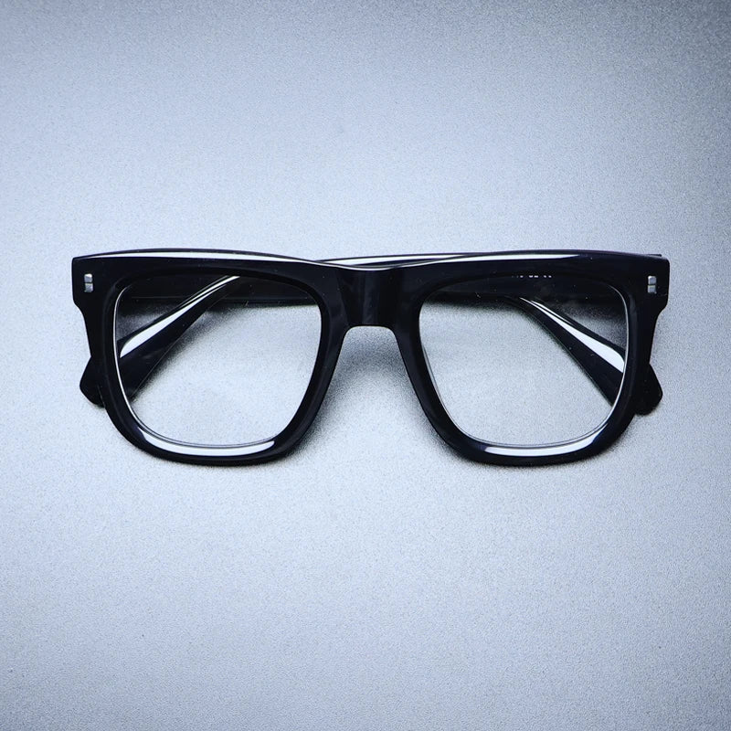 Gatenac Unisex Full Rim Big Square Acetate Eyeglasses Gxyj1230 Full Rim Gatenac Black  