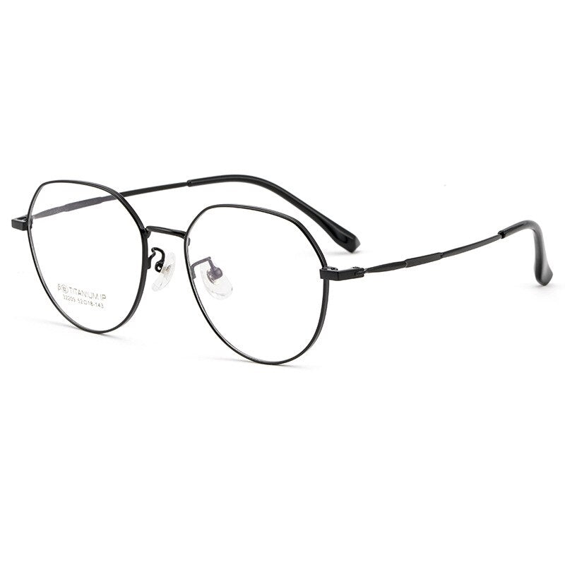 Reven Jate  Women's Full Rim Flat Top Round Titanium Eyeglasses 32209 Full Rim Reven Jate black  