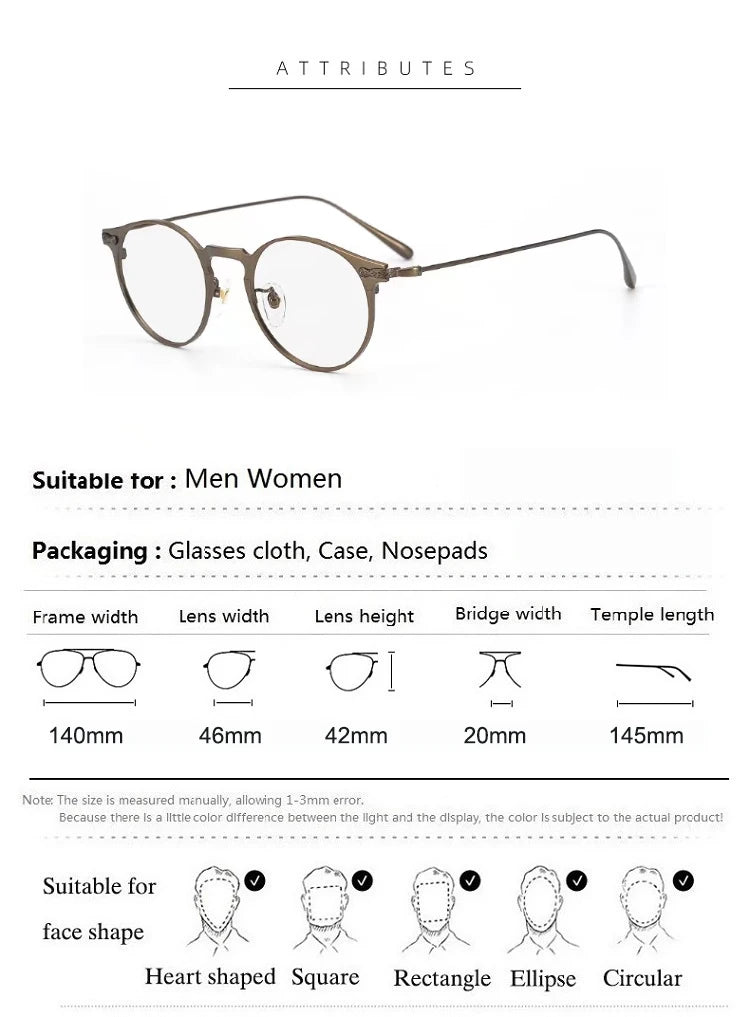 Aimee Unisex Full Rim Round Titanium Eyeglasses 131181