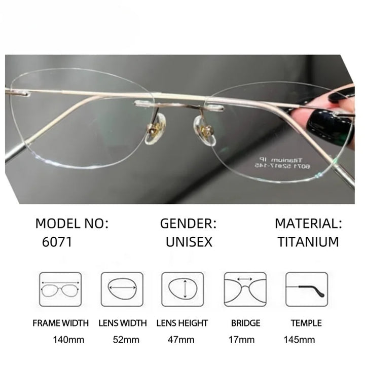 Summer Flower Women's Rimless Oval Square Titanium Eyeeglasses 696071