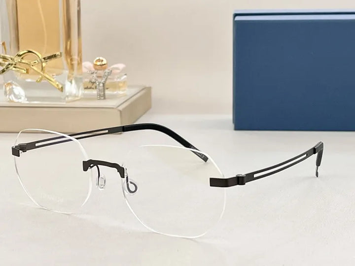 Aimee Women's Rimless Oval Square Screwless Titanium Eyeglasses 92423 Rimless Aimee GRAY