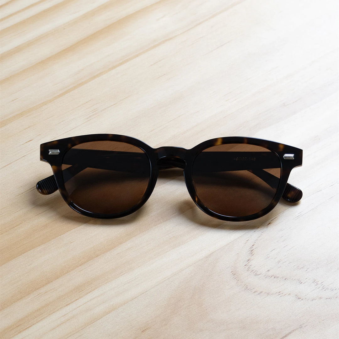 Black Mask Men Full Rim Round Acetate Polarized Sunglasses Fuz 10