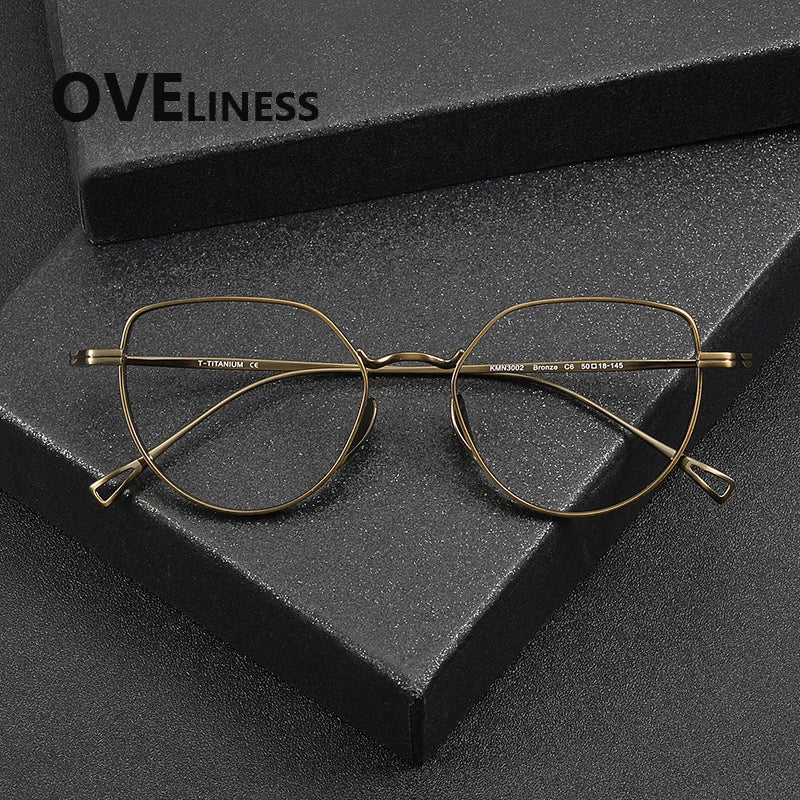 Oveliness Unisex Full Rim Square Cat Eye Titanium Eyeglasses 643002