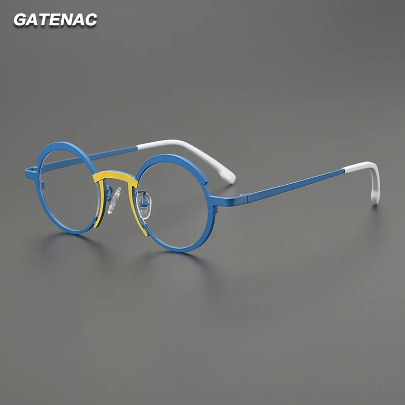 Gatenac Unisex Full Rim Round Titanium Eyeglasses Gxyj5775