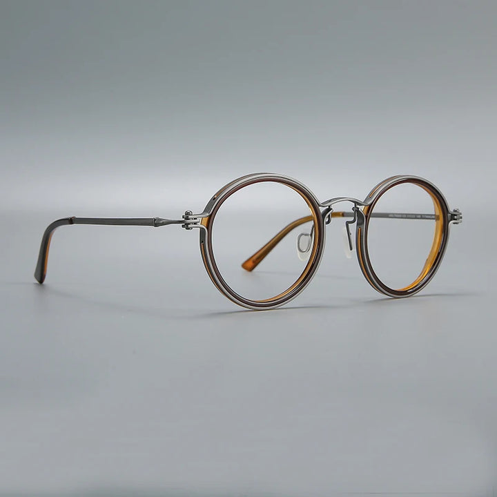 Black Mask Unisex Full Rim Big Round Acetate Titanium Eyeglasses 635860