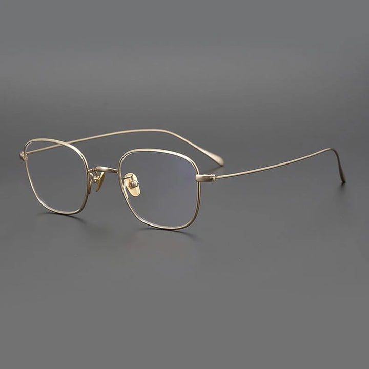 Black Mask Unisex Full Rim Square Titanium Eyeglasses 41199 Full Rim Black Mask Gold  