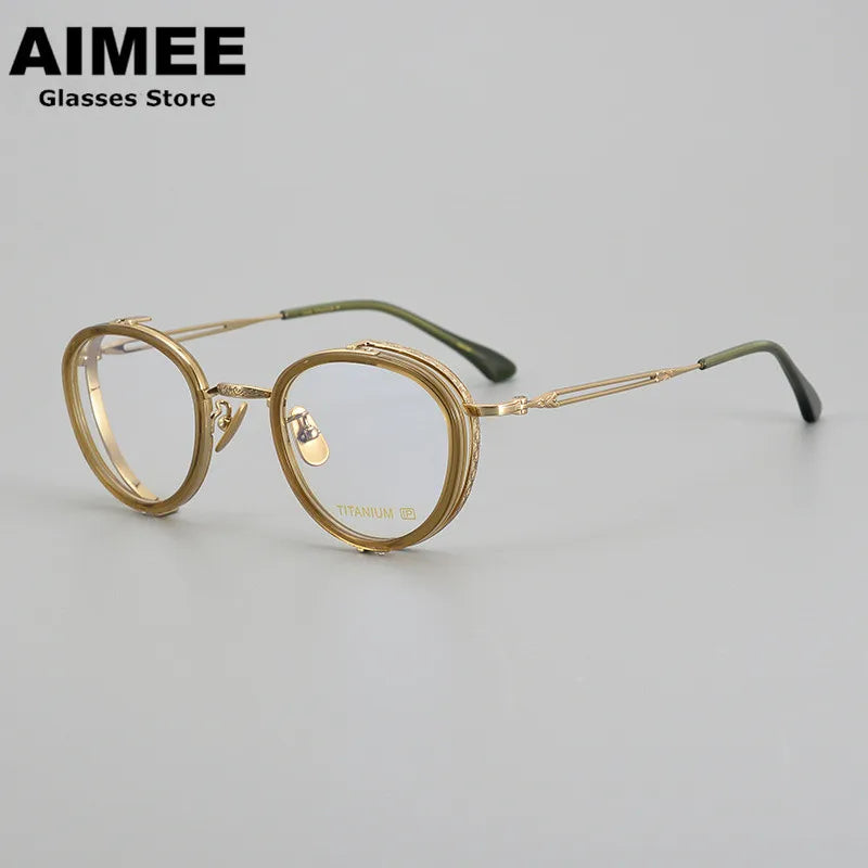 Aimee Unisex Full Rim Round Titanium Acetate Eyeglasses 5054 Full Rim Aimee   