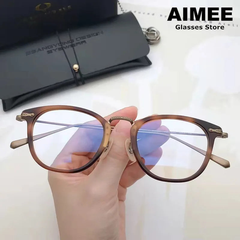 Aimee Unisex Full Rim Square Titanium Acetate Eyeglasses 5037 Full Rim Aimee   