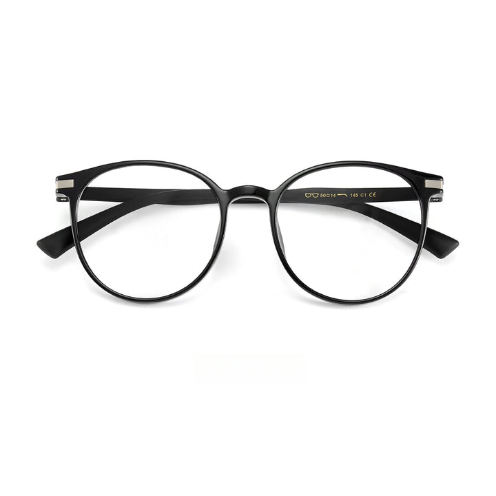 Yimaruili Unisex Full Rim Round Square Tr 90 Eyeglasses Y01151 Full Rim Yimaruili Eyeglasses Black  