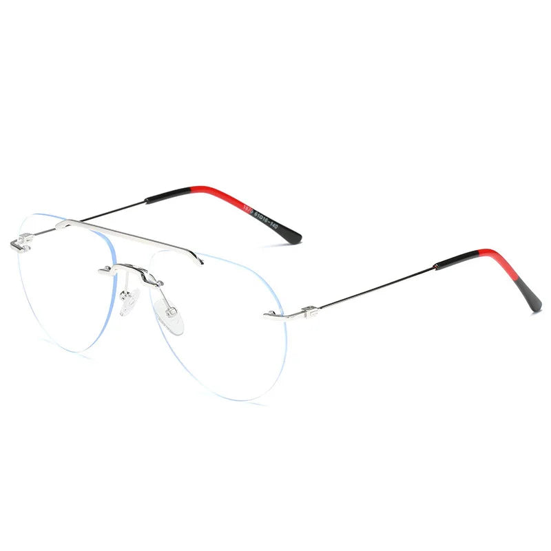 Cubojue Unisex Rimless Oval Double Bridge Alloy Eyeglasses 5230 Rimless Cubojue   