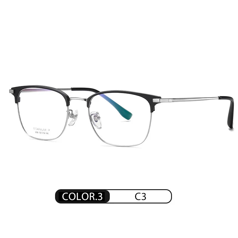 Hotochki Mens Full Rim Browline Square Titanium Eyeglasses Yj2036 Full Rim Hotochki C3  