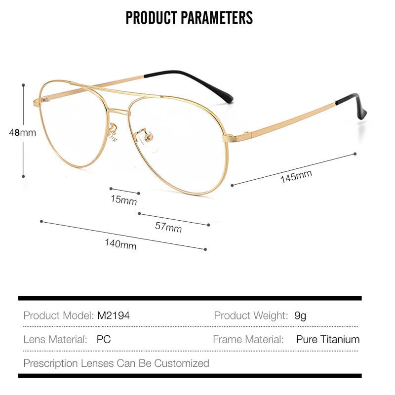 Muzz Unisex Full Rim Oval Double Bridge Titanium Eyeglasses 2194 Full Rim Muzz   