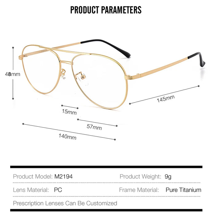 Muzz Unisex Full Rim Oval Double Bridge Titanium Eyeglasses 2194 Full Rim Muzz   