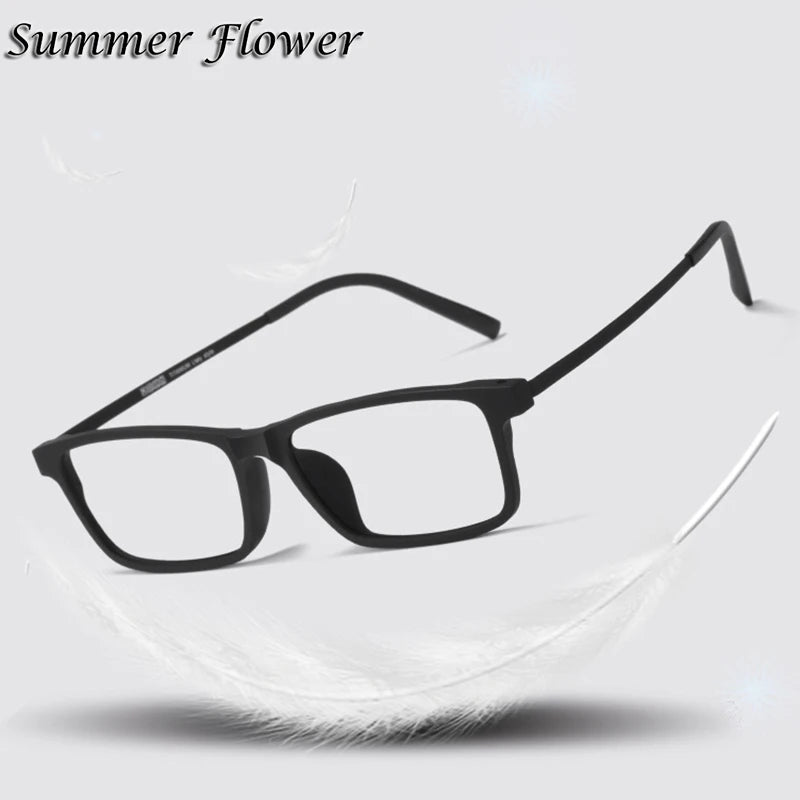 Summer Flower Unisex Full Rim Square Tr 90 Titanium Eyeglasses 883644