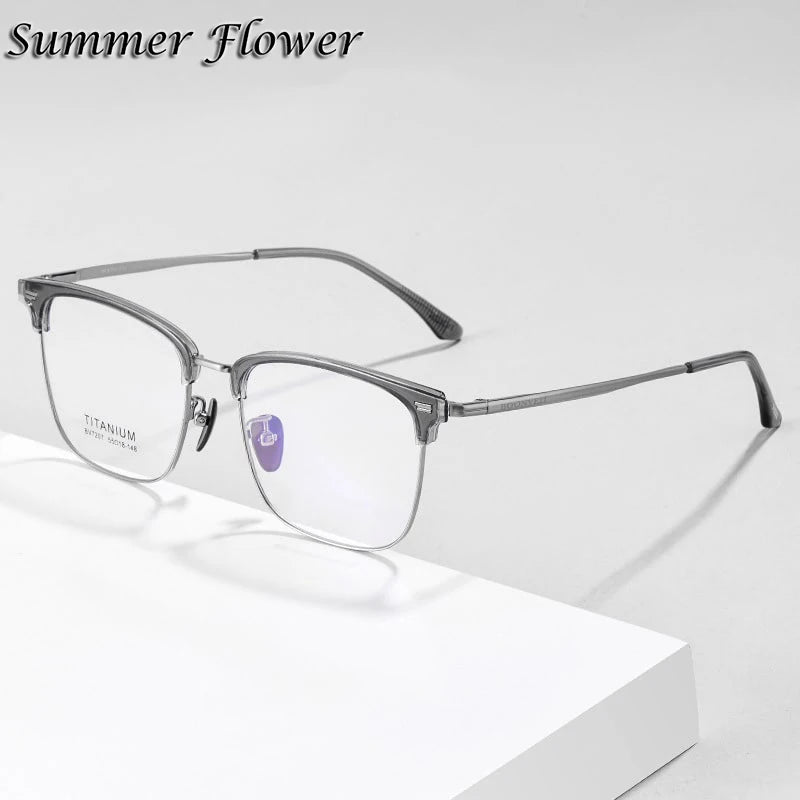 Summer Flower Unisex Full Rim Square Tr 90 Alloy Eyeglasses 67207