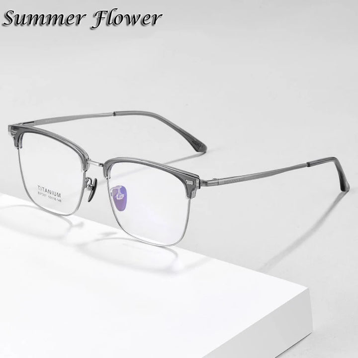 Summer Flower Unisex Full Rim Square Tr 90 Alloy Eyeglasses 67207