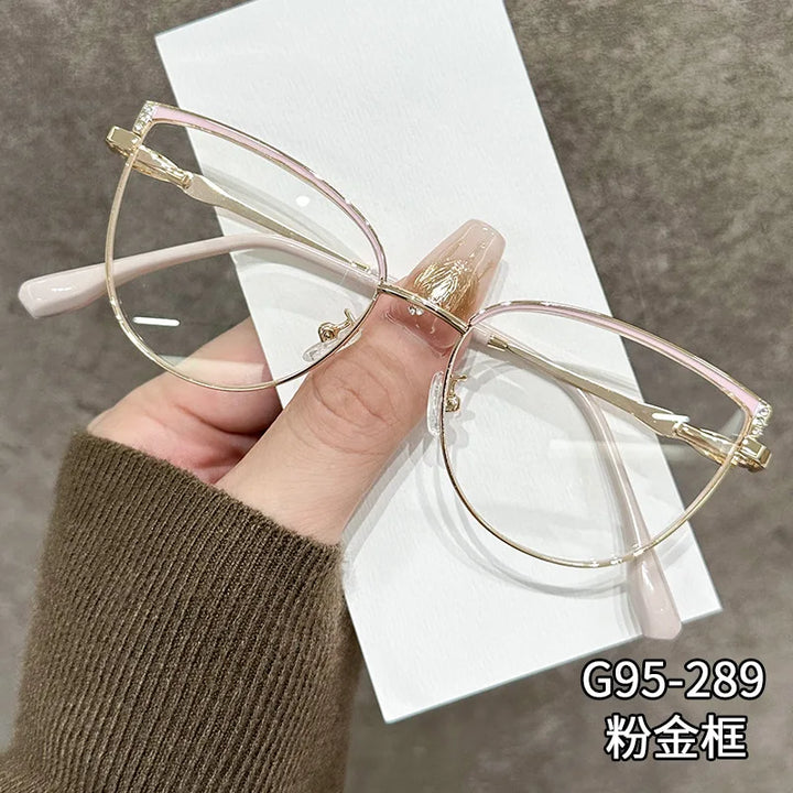 Zirosat Women's Full Rim Square Cat Eye Alloy Eyeglasses 59289