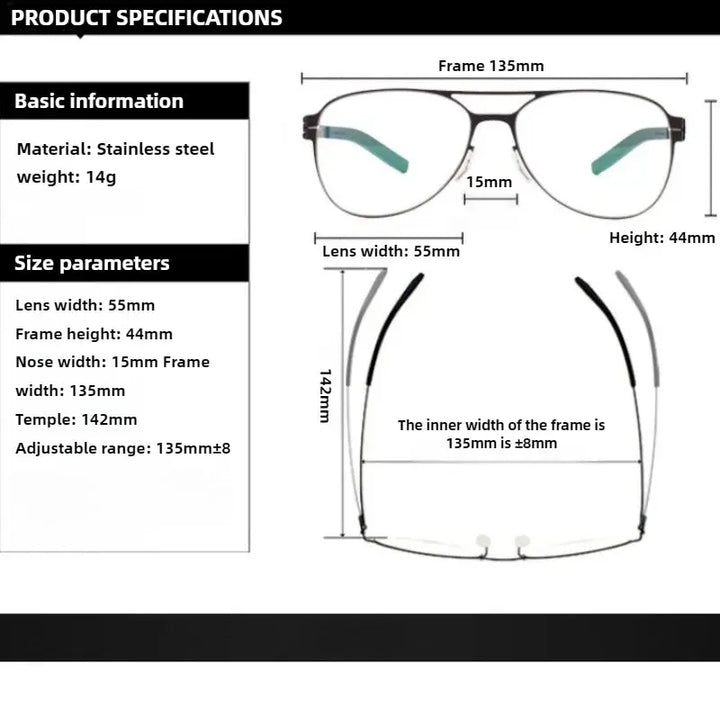 Hdcrafter Womens Full Rim Double Bridge Oval Stainless Steel Frames 155544 — view 2 | Hdcrafter Eyeglasses at FuzWeb
