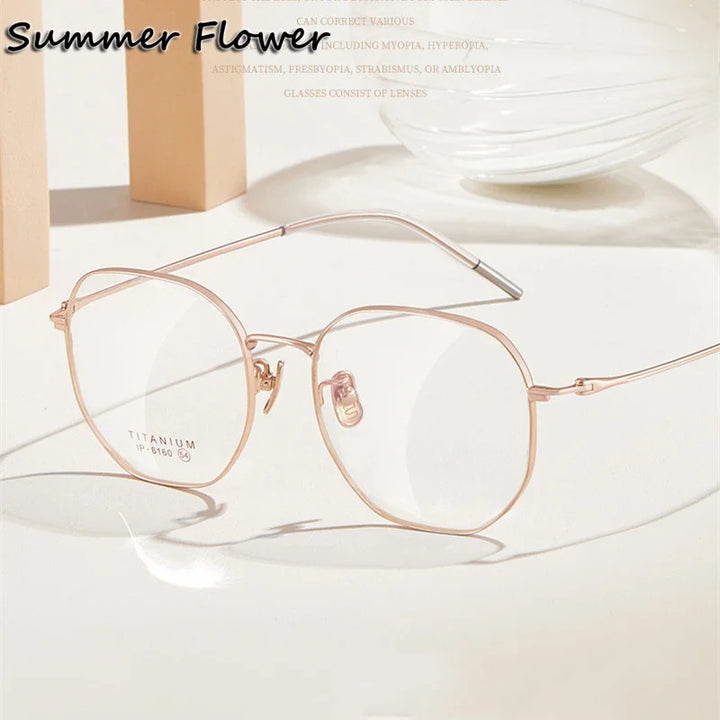 Summer Flower Full Rim Unisex Oval Square Titanium Eyeglasses 86160 Full Rim Summer Flower