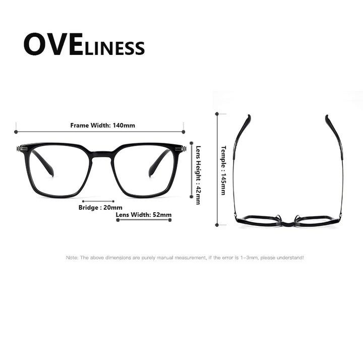 Oveliness Unisex Full Rim Oval Square Acetate Titanium Eyeglasses 90011