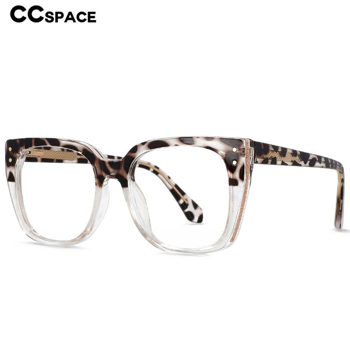 CCSpace Women's Full Rim Large Square PC Plastic Eyeglasses 56516 Full Rim CCspace   