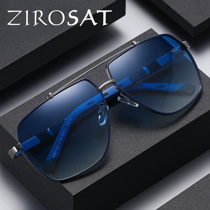 Zirosat Unisex Full Rim Square Double Bridge Alloy Polarized Sunglasses 6312 Sunglasses Zirosat   