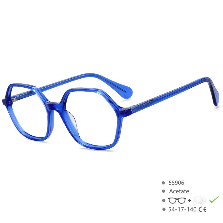 CCSpace Unisex Full Rim Polygonal Cat Eye Acetate Eyeglasses 55906 Full Rim CCspace Blue China 