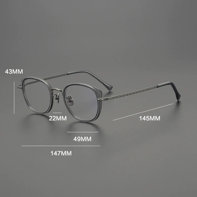Gatenac Unisex Full Rim Square Acetate Titanium Eyeglasses G9002