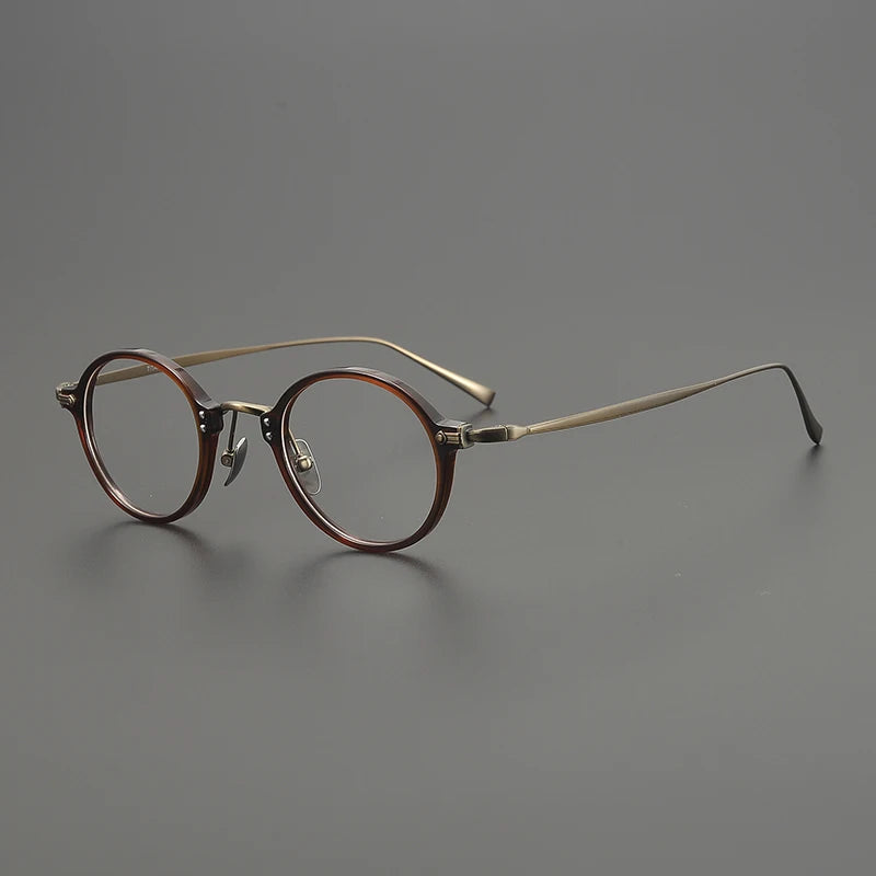 Black Mask Unisex Full Rim Round Titanium Acetate Eyeglasses 635957