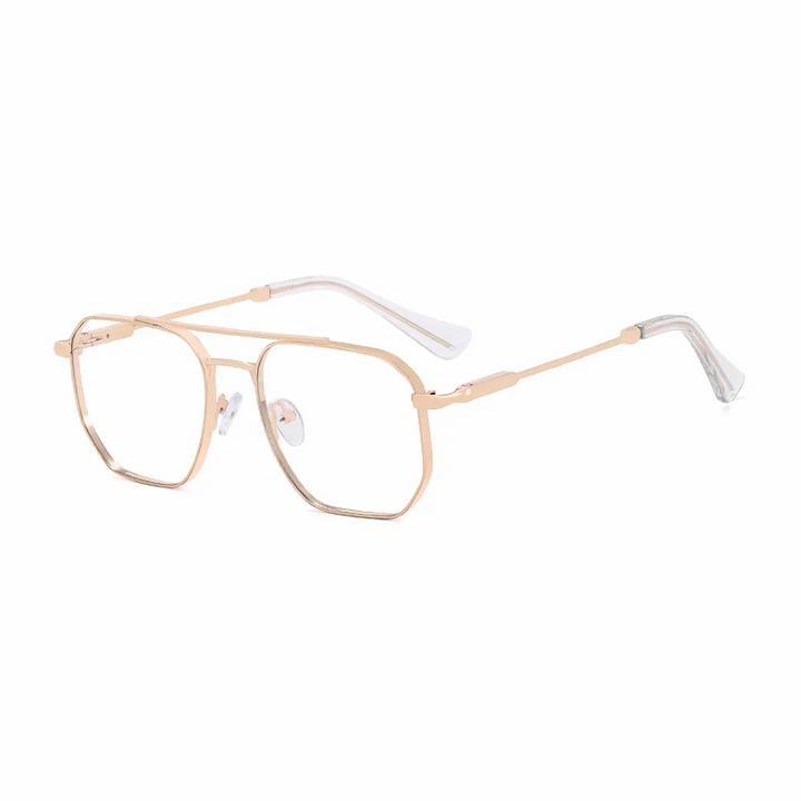 Ralferty Men's Full Rim Square Alloy Eyeglasses R91314 Full Rim Ralferty C4 Gold  